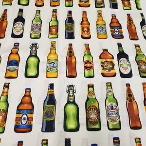 Cheers Beer Bottles Fabric 1 Yard Bar Pub Brewery Novelty
